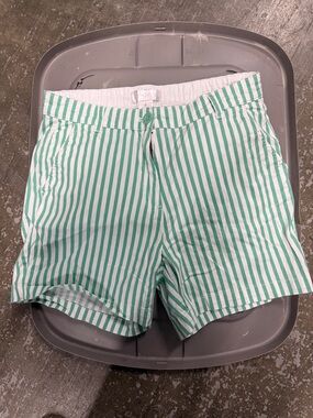 Striped Green & White Women’s Bermuda Shorts